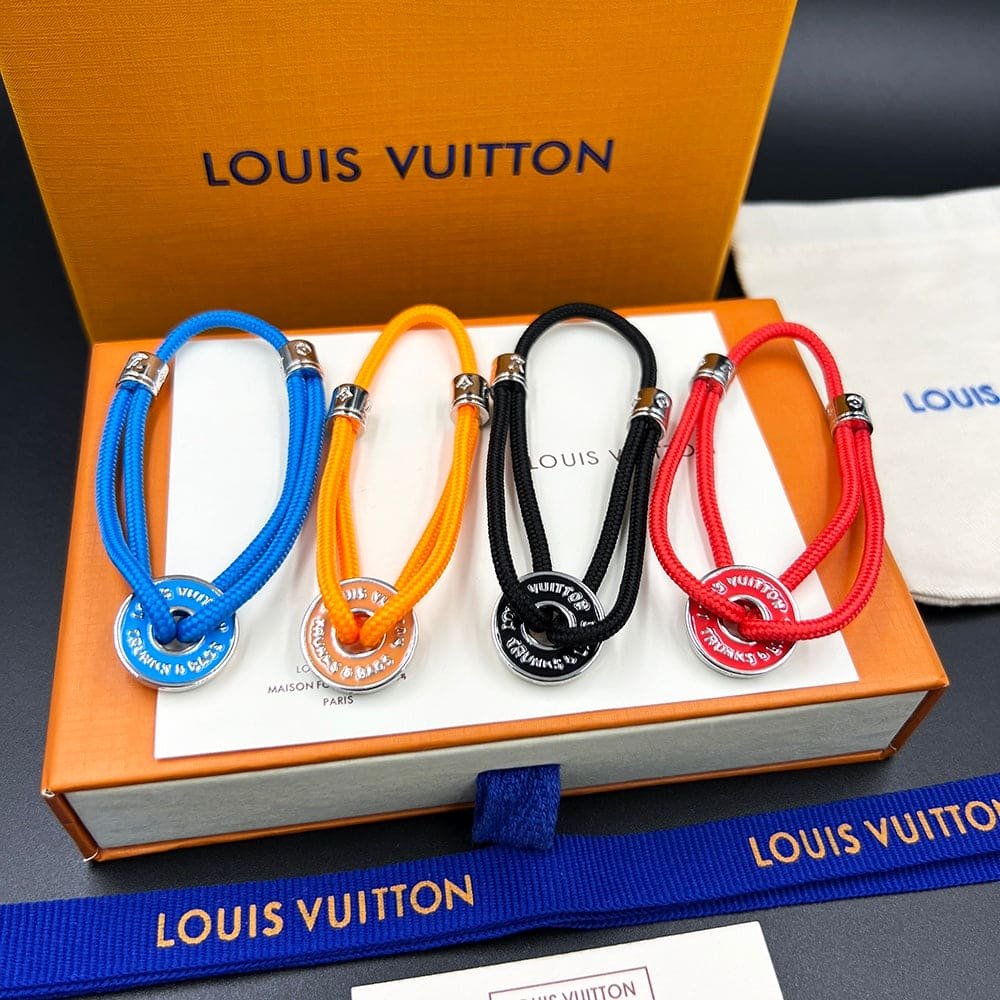 LV Blue Braided Cord Silver-Tone Bracelet - Image 9