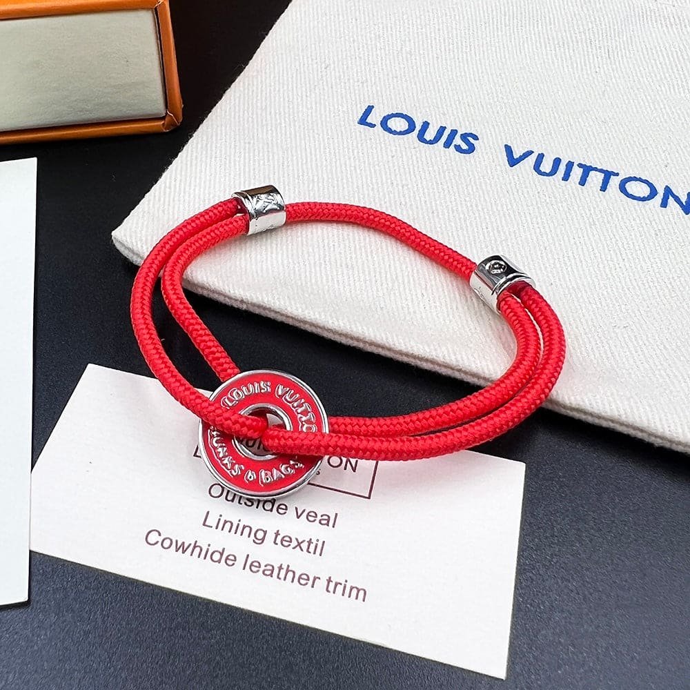 LV Blue Braided Cord Silver-Tone Bracelet - Image 4