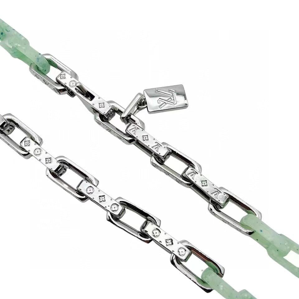 Alternative view of LV Green Silver Chain Necklace