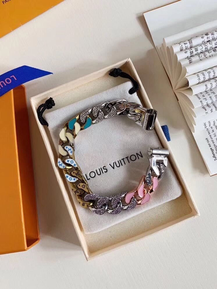 LV Multicolor Enamel Cuban Link Bracelet - Image 5