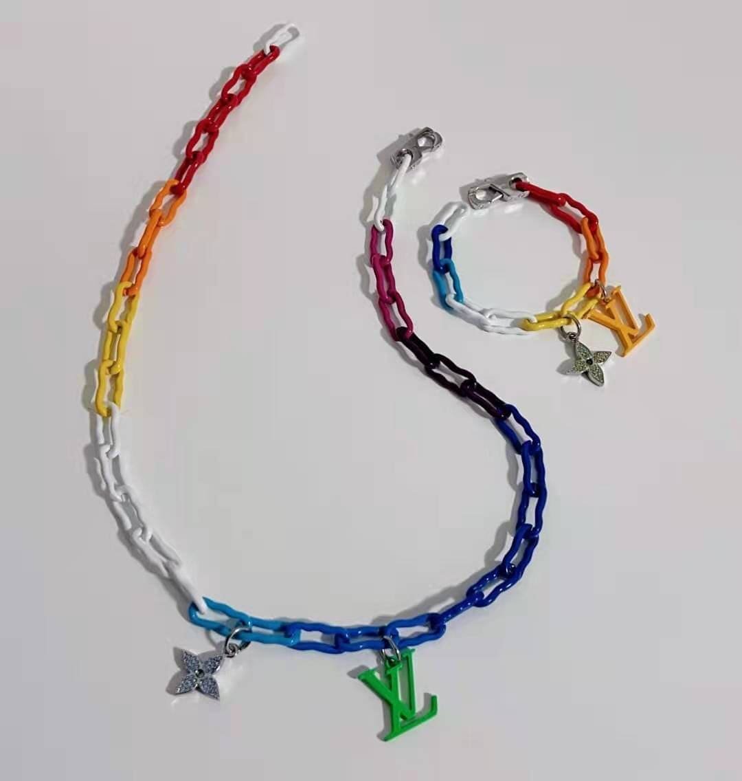 Alternative view of LV Rainbow Gradient Necklace