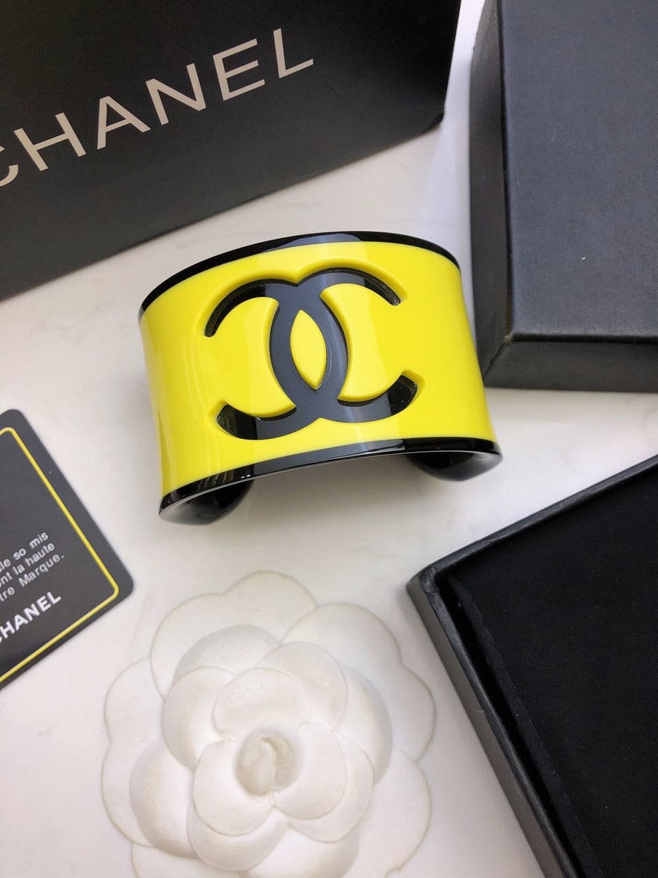 Alternative view of Chanel Yellow Enamel Open CC Ring