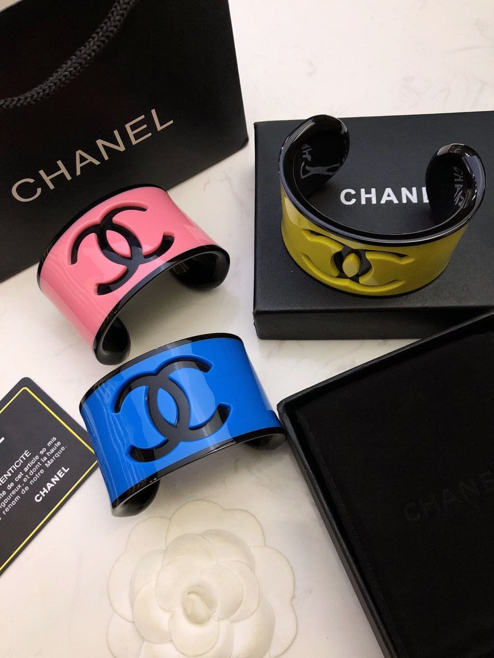 Chanel Pink Enamel Open CC Ring - Image 9