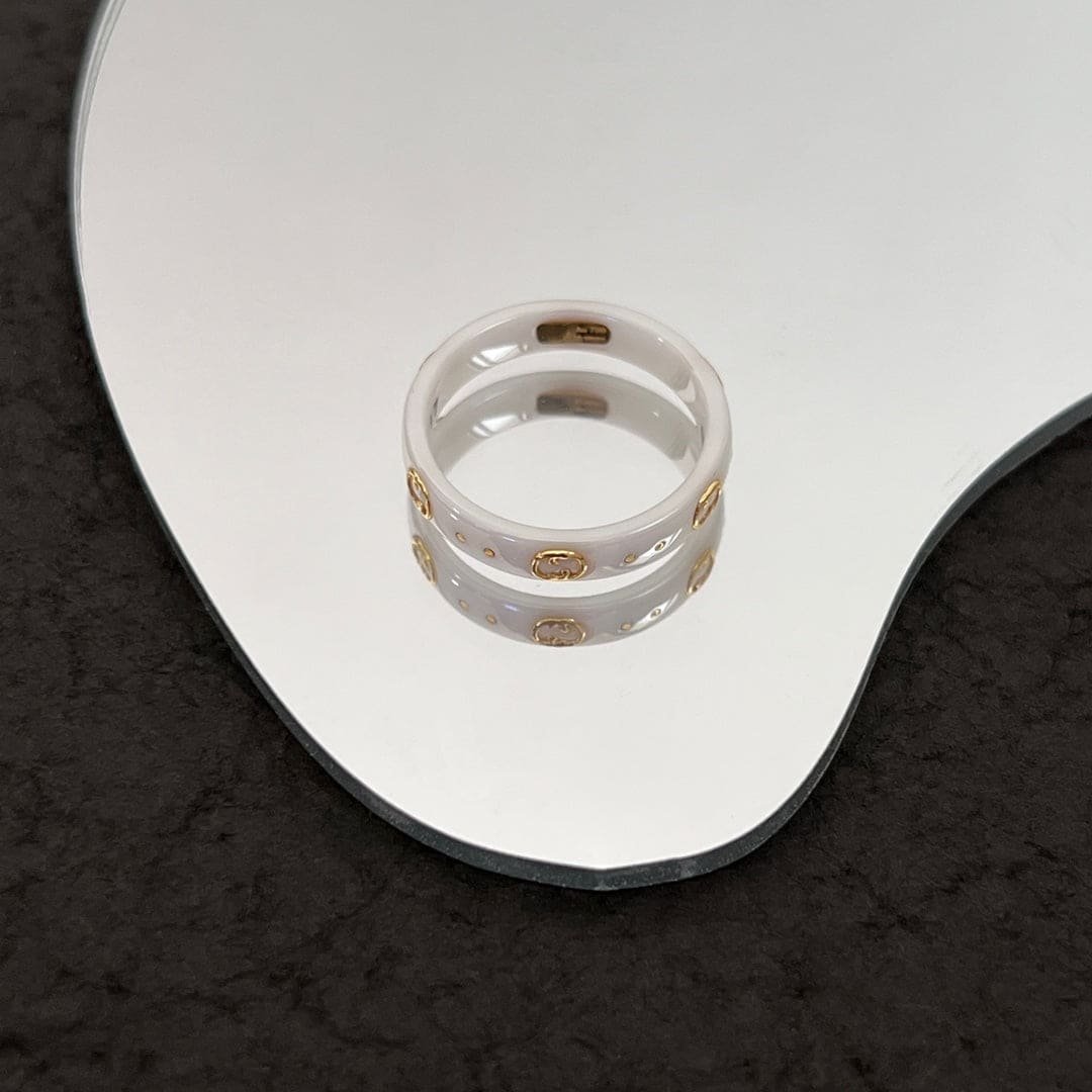 18K Double Gucci Icon White Zirconia Ring - Image 6