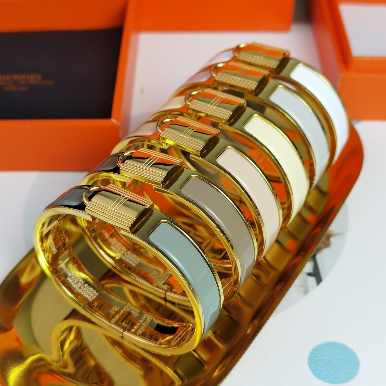 Alternative view of  Hermès Gold Plated Enamel Hinged Bracelet