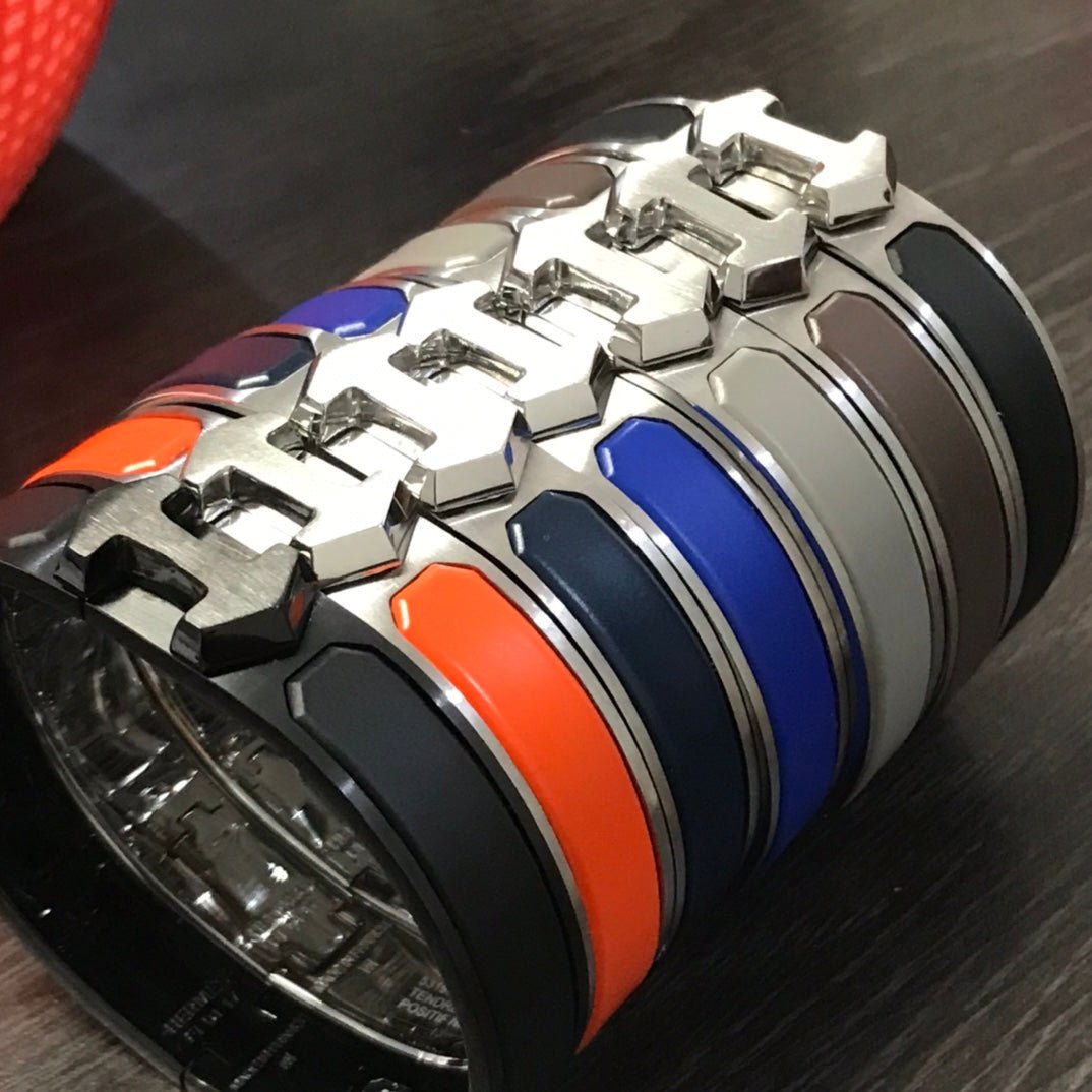 Hermès H-Action Orange & Silver Plated Bangle - Image 5