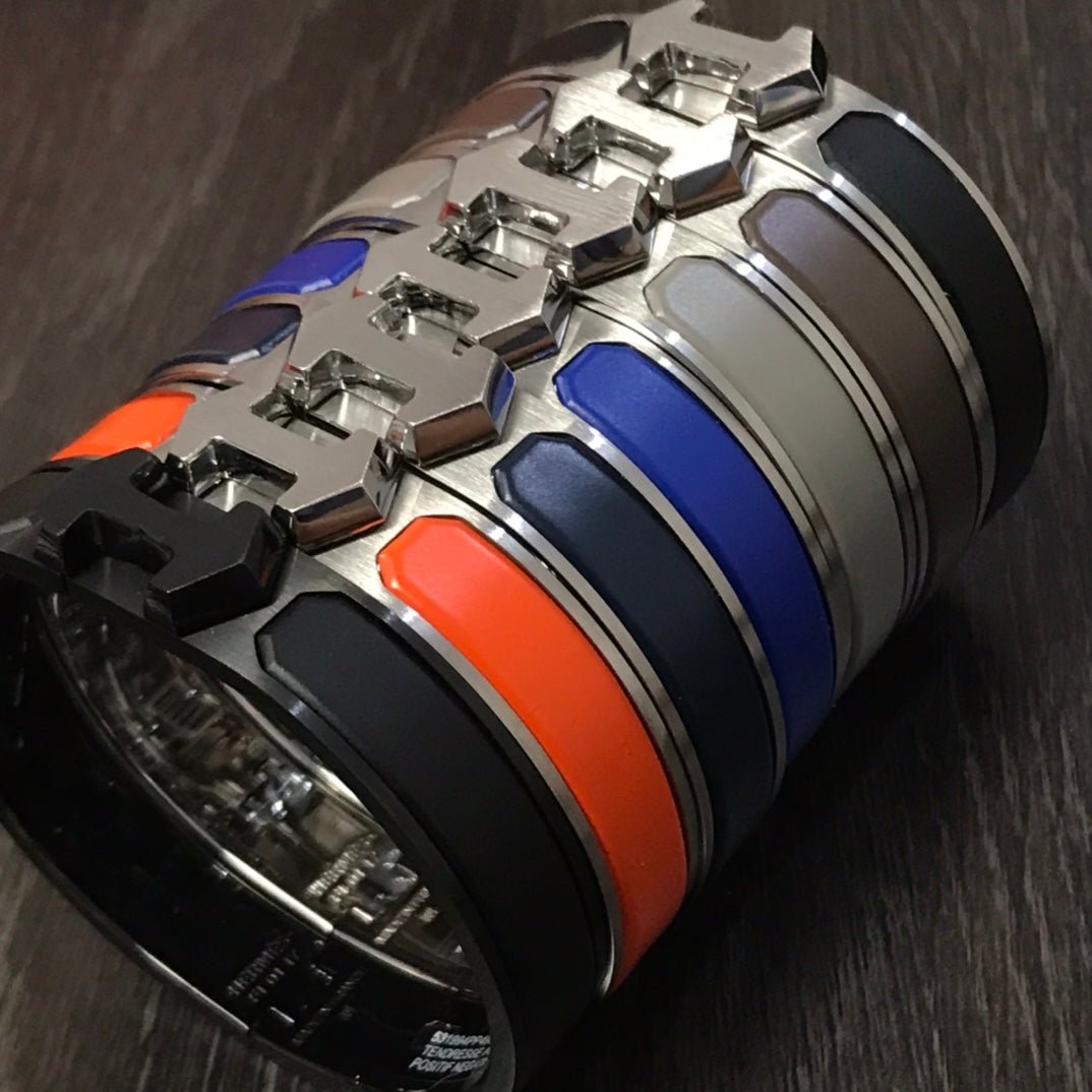 Hermès H-Action Blue Leather & Silver Bangle - Image 3