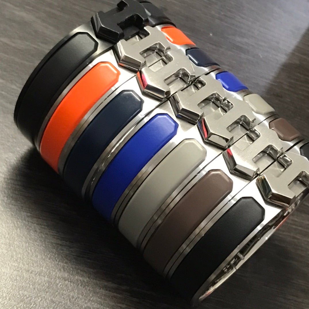 Hermès H-Action Blue Leather & Silver Bangle - Image 4