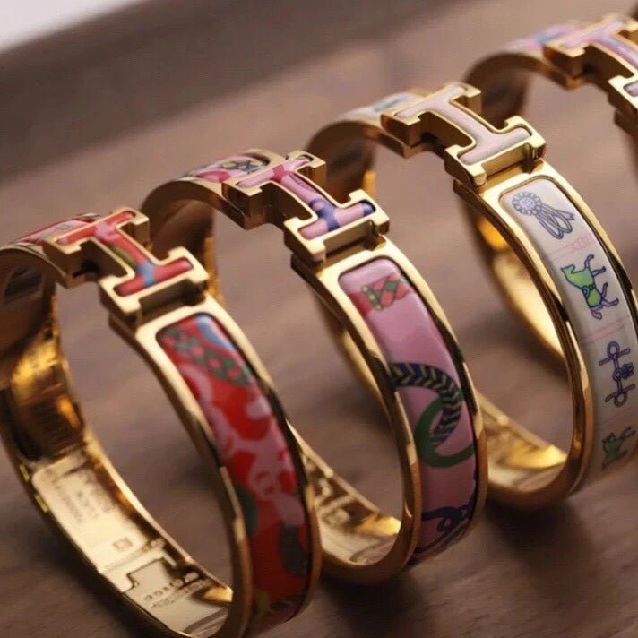 Hermès Plated Equestrian Enamel Bracelet - Image 6