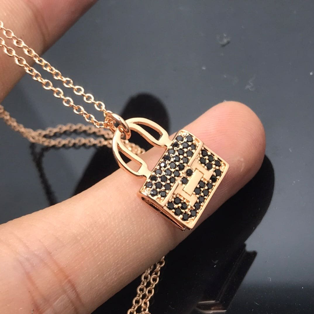 Alternative view of Hermès Crystal Gold Tone Kelly Bag Necklace