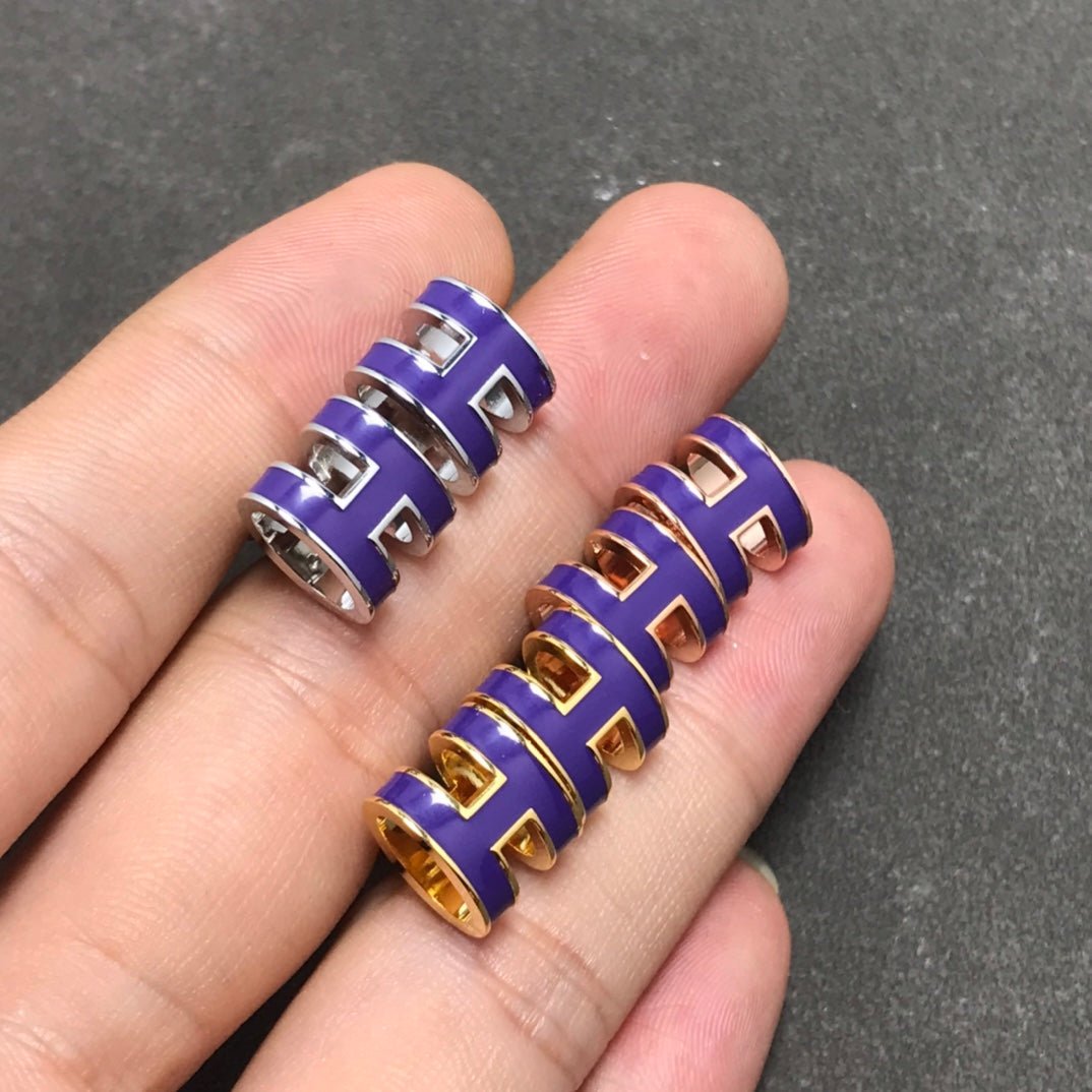 Hermès Pop H Lavender Enamel & Gold Earrings - Image 4