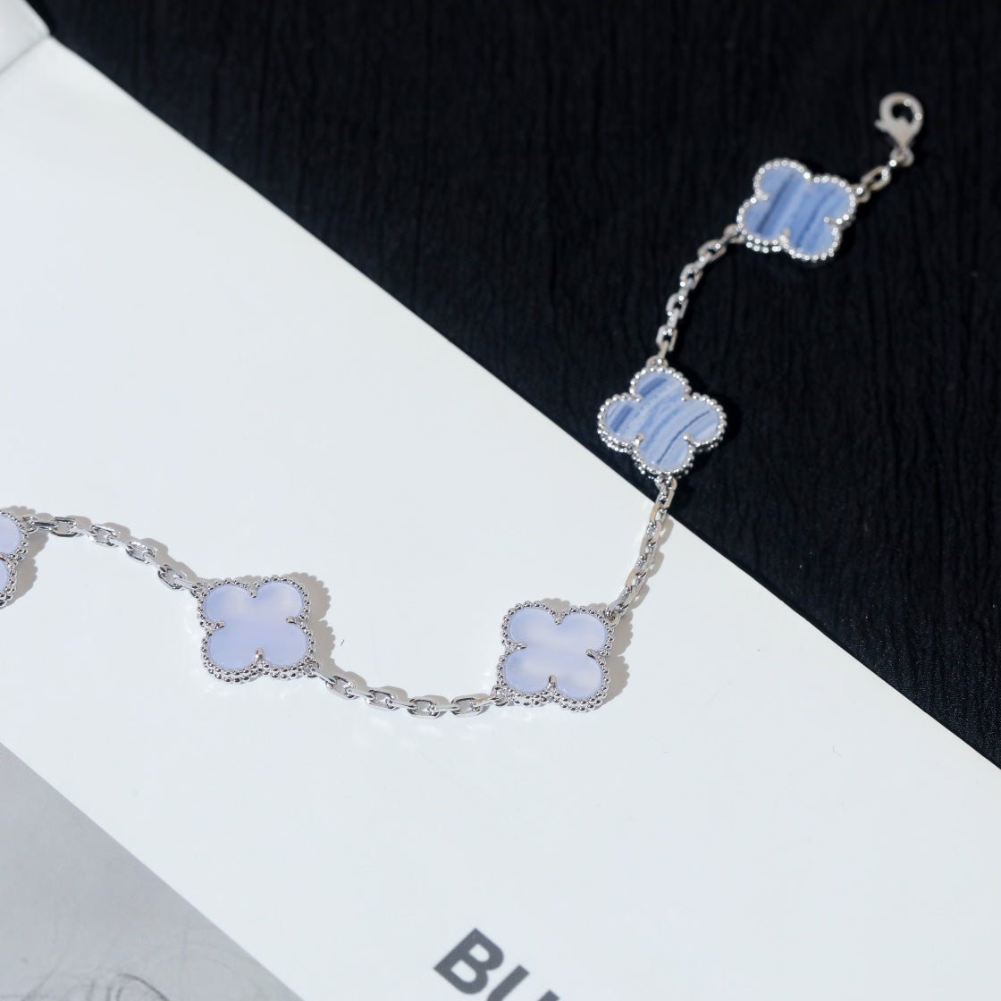Van Cleef VA 5 Motifs Silver Chalcedony Bracelet - Image 4