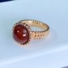 Round Carnelian Beaded Three Tone Ring