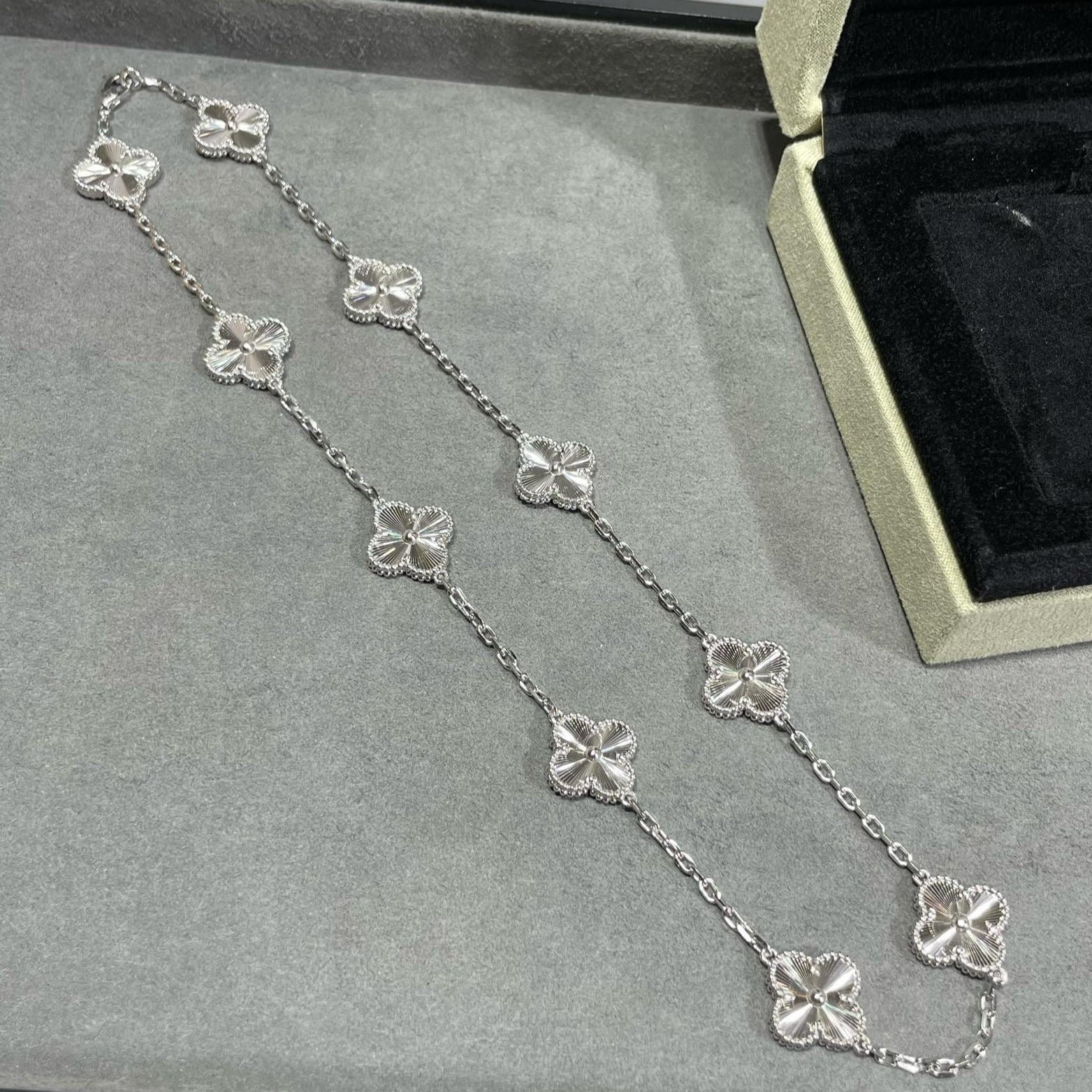 Alternative view of VCA Clover 10 Motifs All Silver Plain Necklace