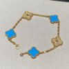 Van Cleef VA 5 Motifs Gold Turquoise Diamond Bracelet