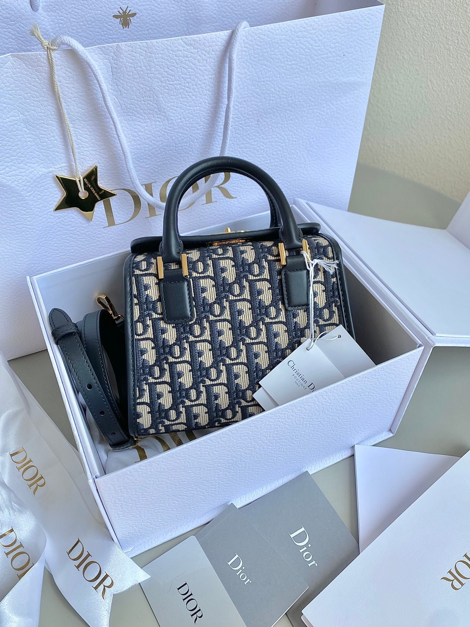 Alternative view of Dior Boston 22 Blue Oblique Jacquard Bag