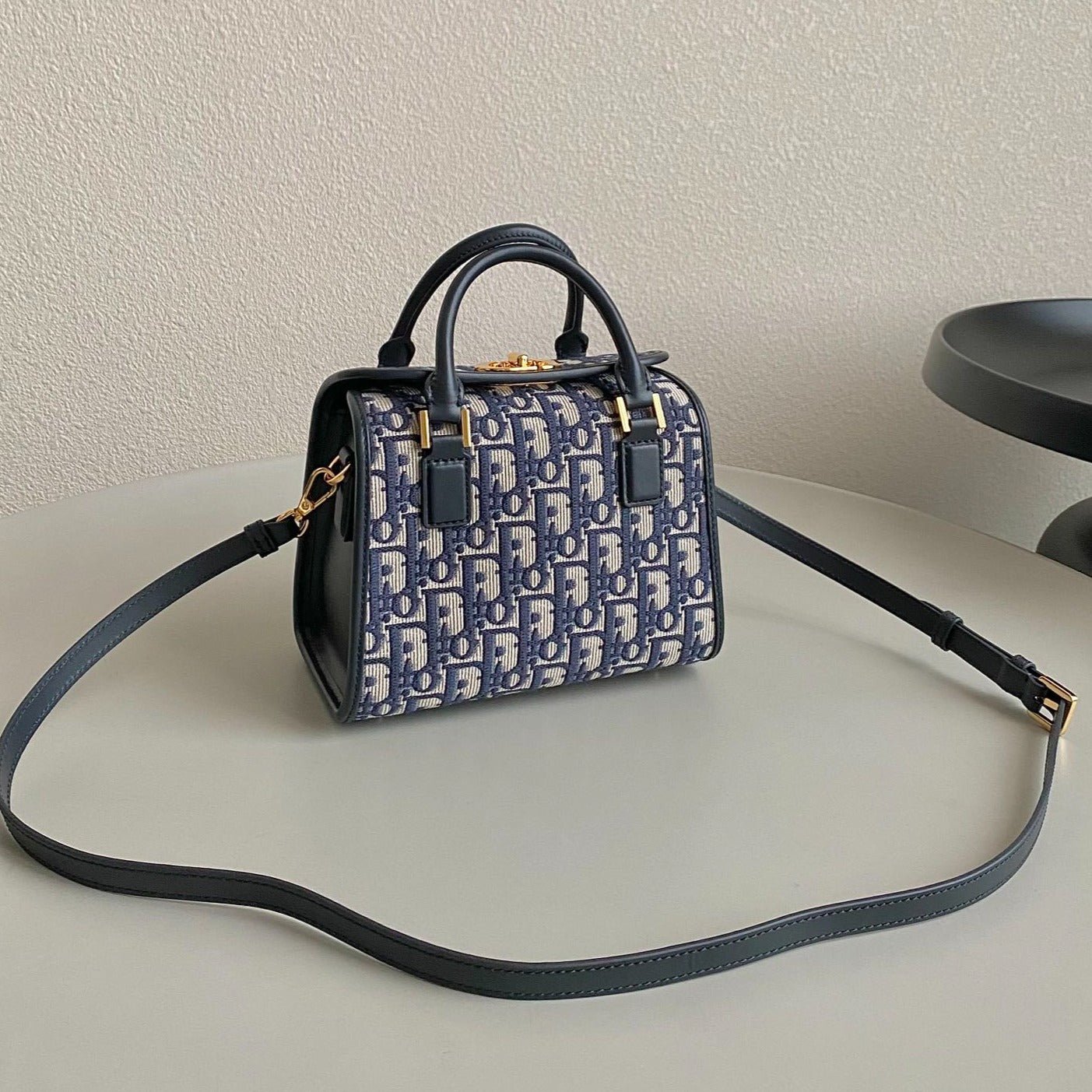 Dior Boston 22 Blue Oblique Jacquard Bag