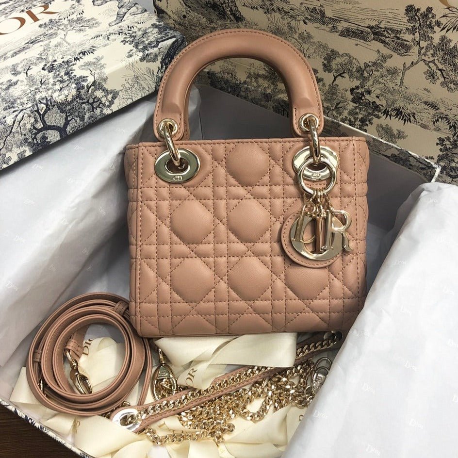 Dior Mini Lady 17 Beige Cannage Lambskin Bag