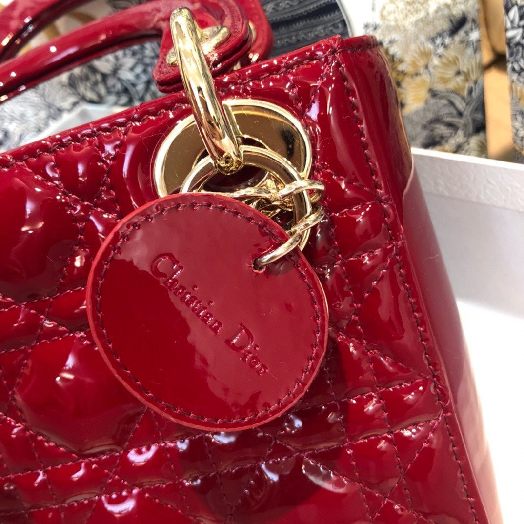 Dior Mini Lady 17 Red Patent Cannage Bag - Image 4
