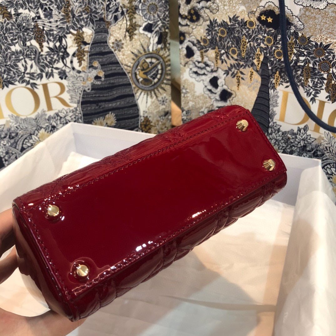 Dior Mini Lady 17 Red Patent Cannage Bag - Image 7
