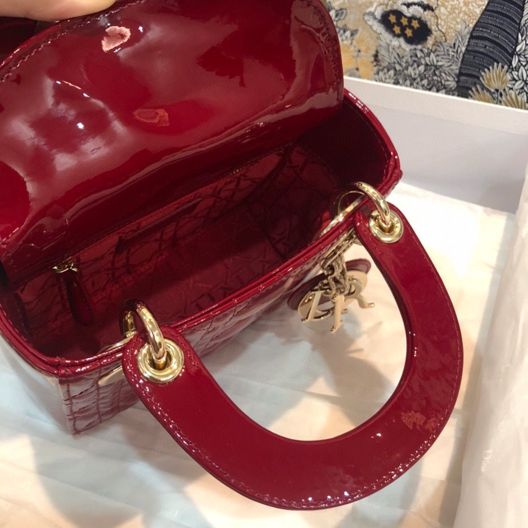 Dior Mini Lady 17 Red Patent Cannage Bag - Image 8