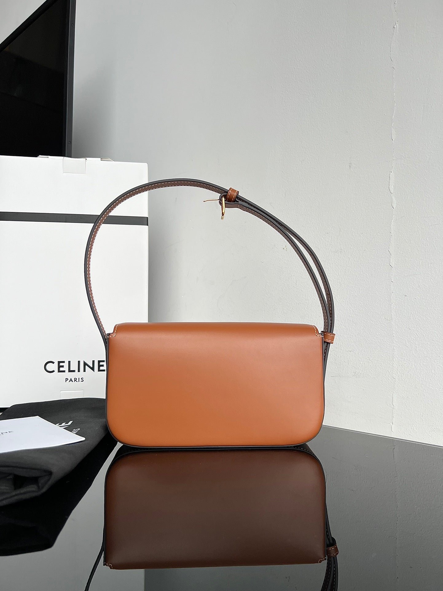 Alternative view of Celine Classic Triomphe Brown Calfskin