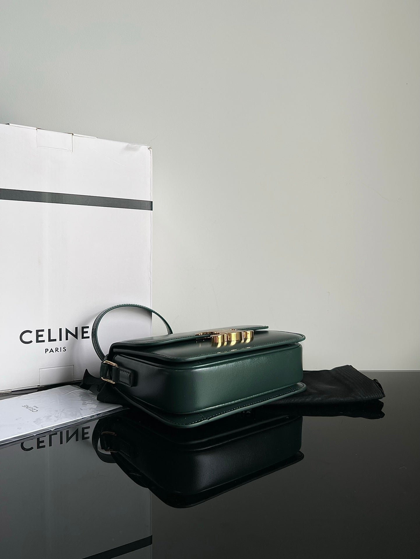 Celine Teen Triomphe 18 Green Calfskin - Image 4