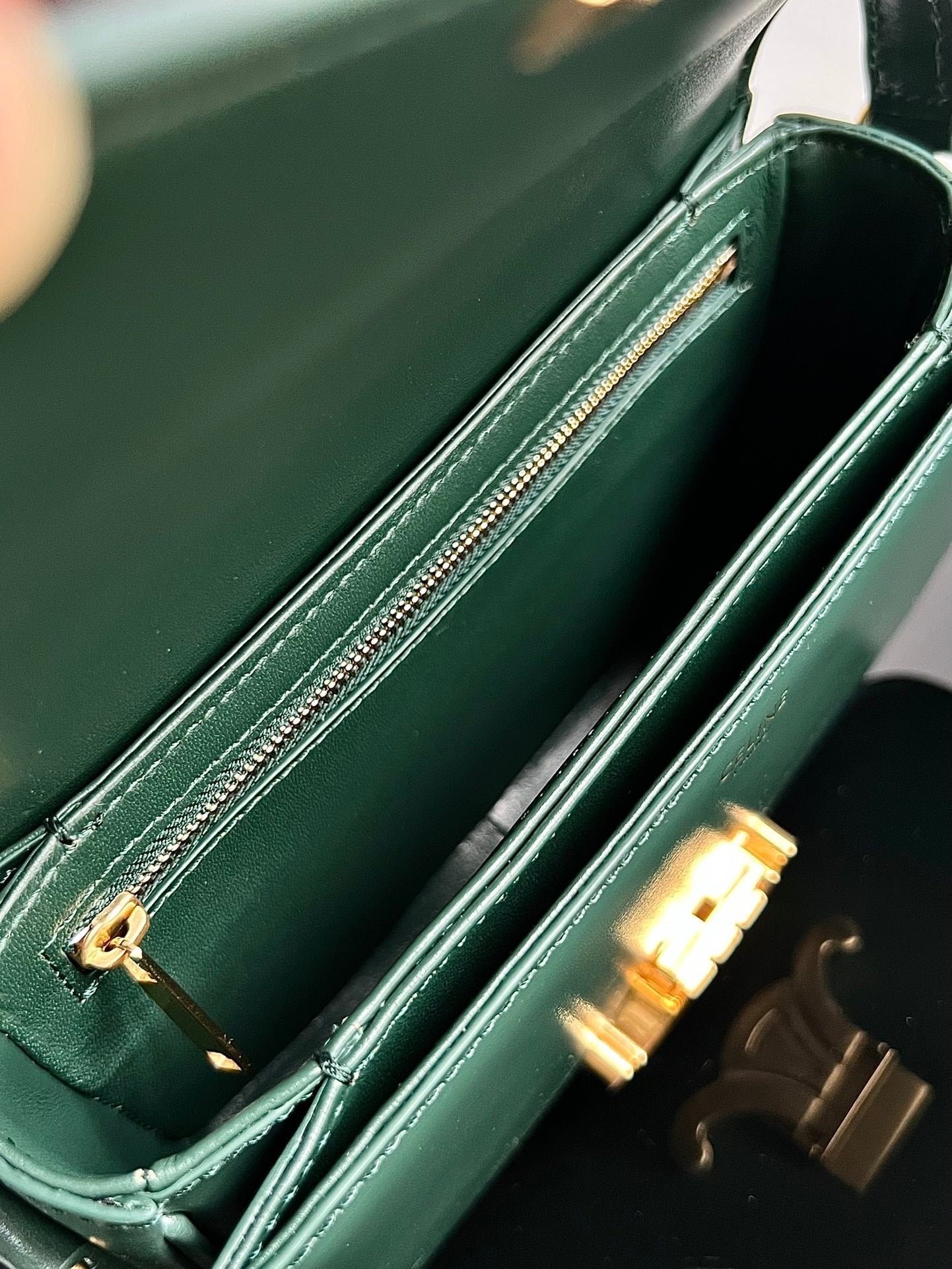 Celine Teen Triomphe 18 Green Calfskin - Image 7