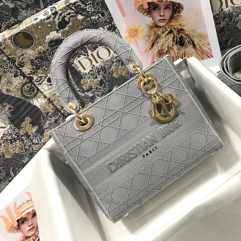 Dior Medium Lady D-Lite Gray Hand Bag