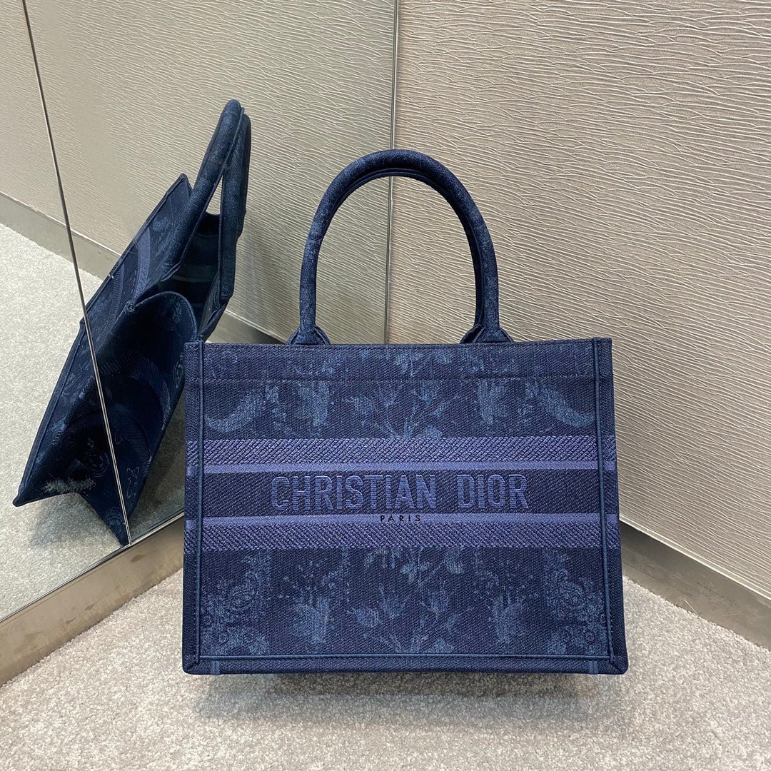 Dior Small Book Tote Blue Toile de Jouy Hand Bag