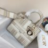 Dior Lady D-Lite Beige Stripes Embroidered Hand Bag