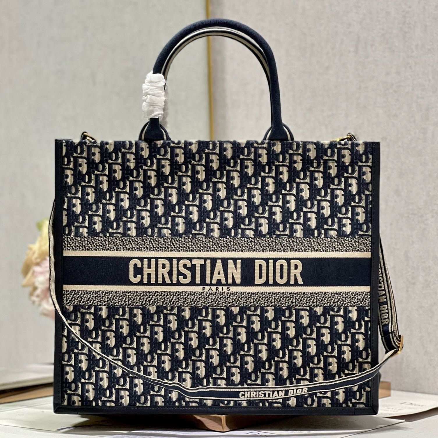Dior Large Book Tote Blue Hand Bag