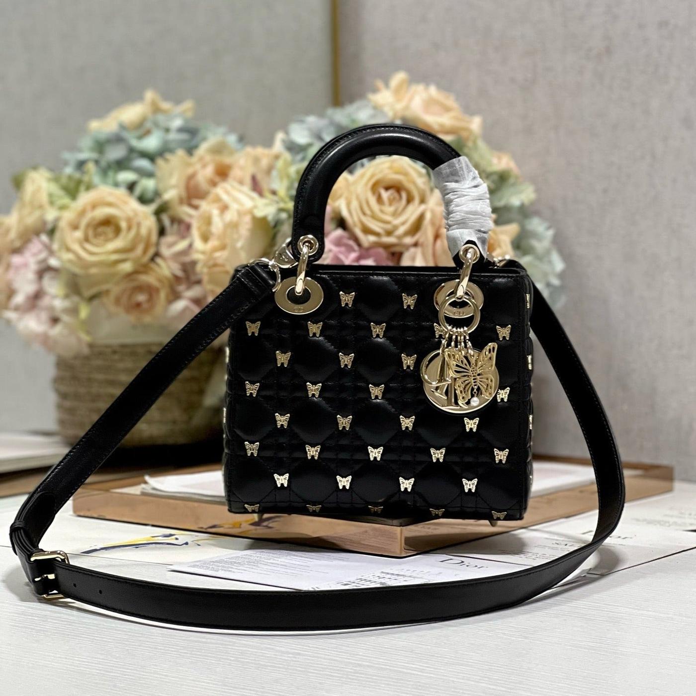 Dior Lady D-Joy Butterfly Stud Black Hand Bag