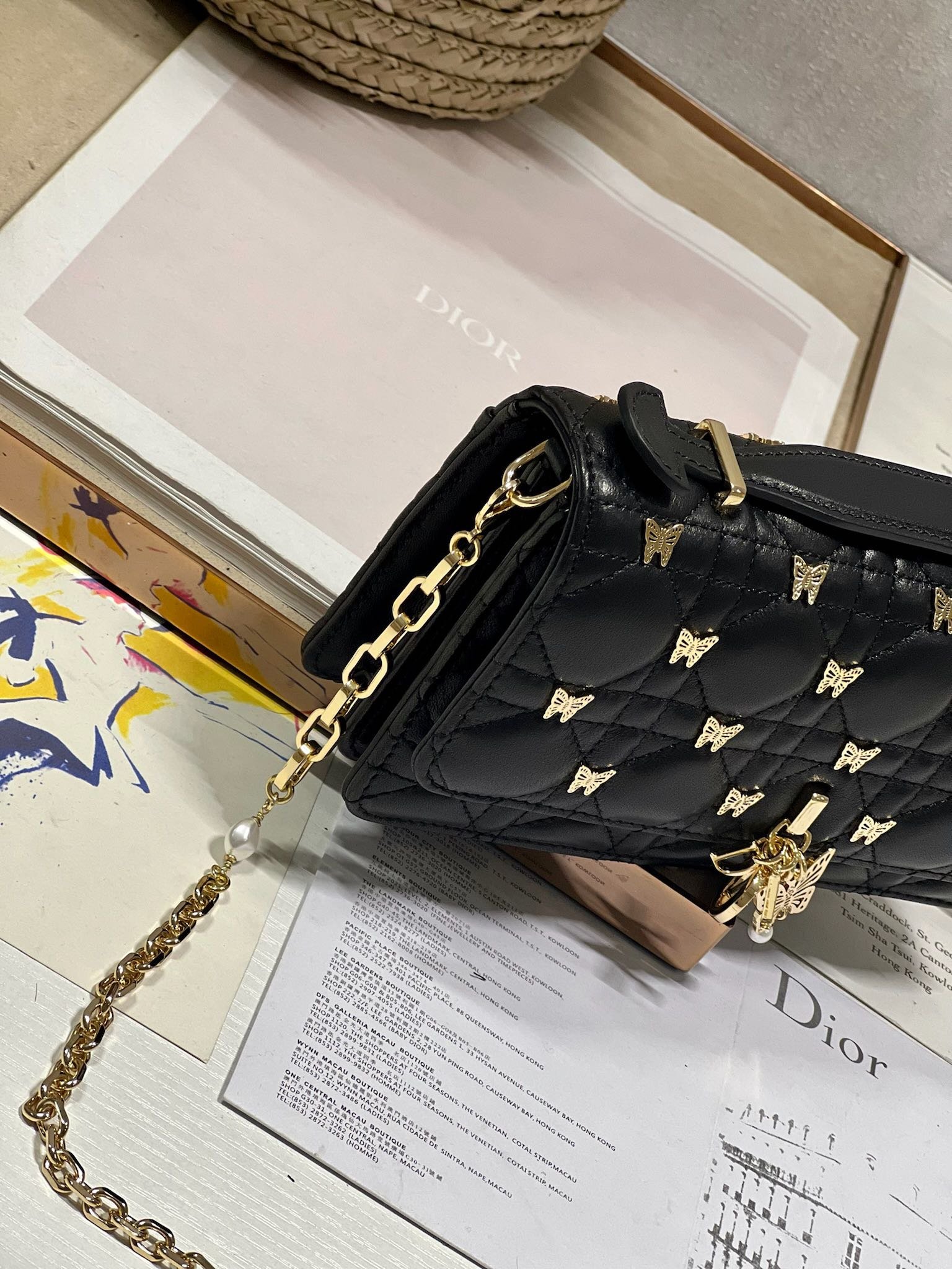 Dior Miss Lady Butterfly Stud Black Hand Bag - Image 3