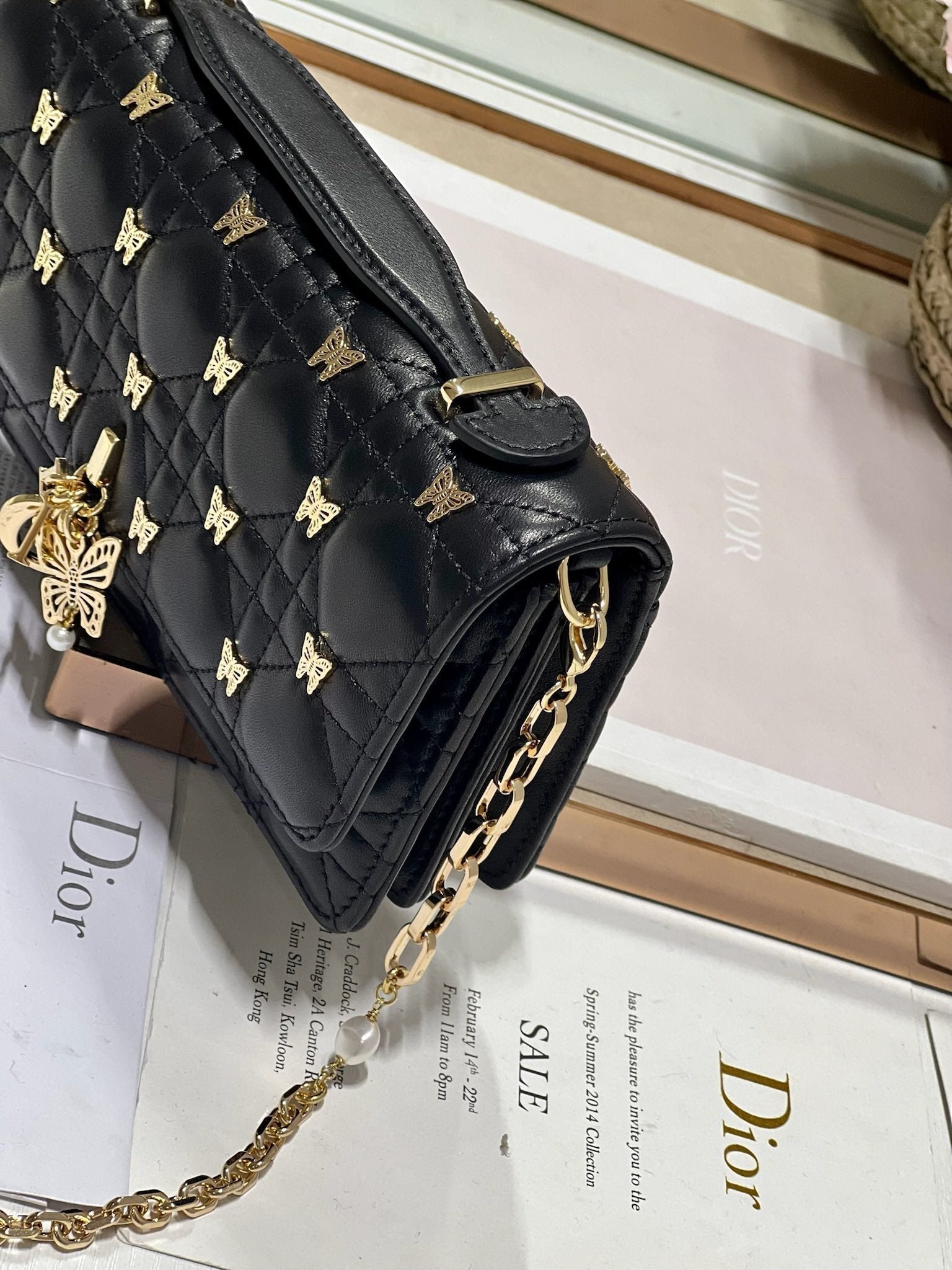 Dior Miss Lady Butterfly Stud Black Hand Bag - Image 4