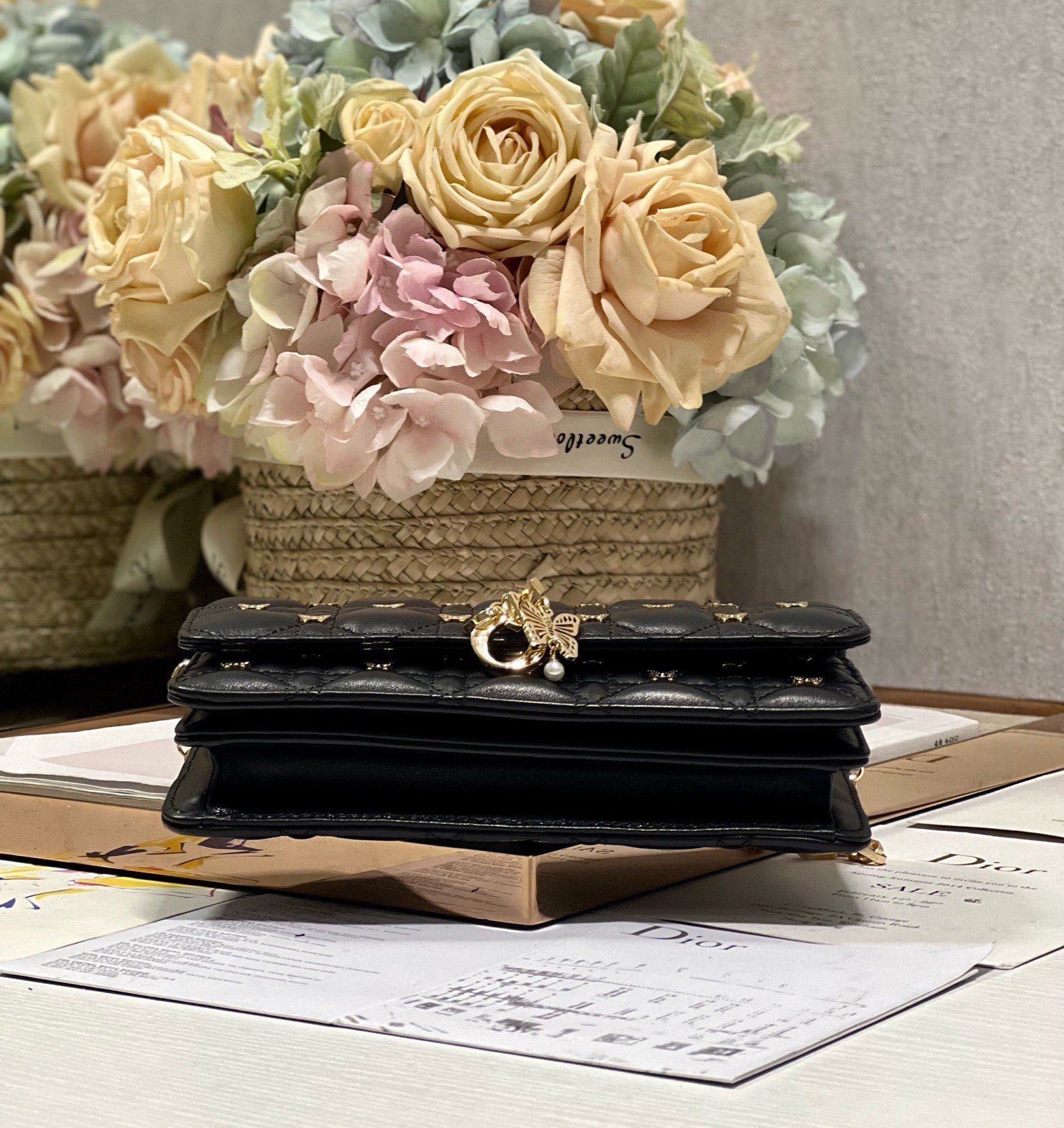 Dior Miss Lady Butterfly Stud Black Hand Bag - Image 6
