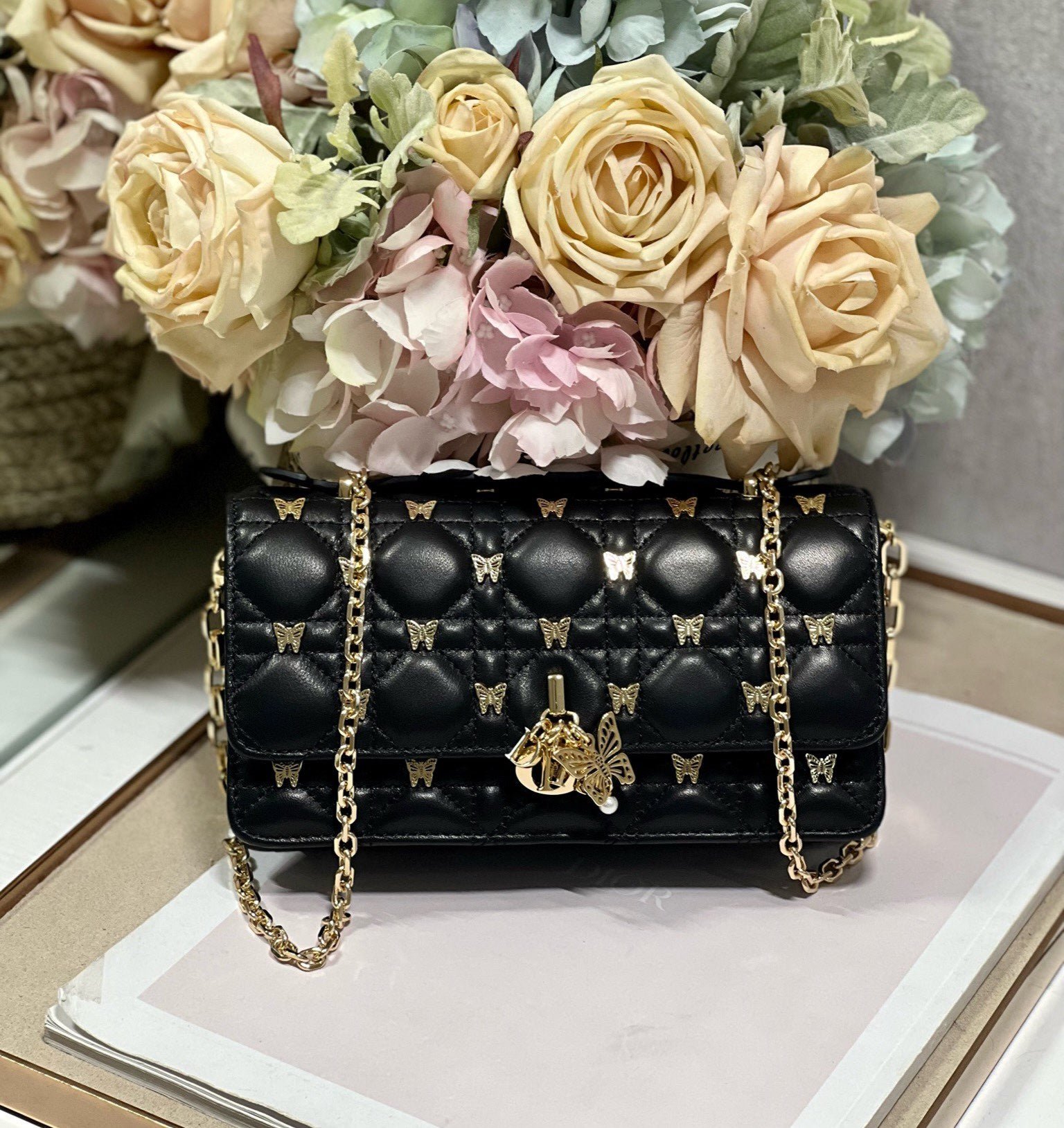 Dior Miss Lady Butterfly Stud Black Hand Bag - Image 9