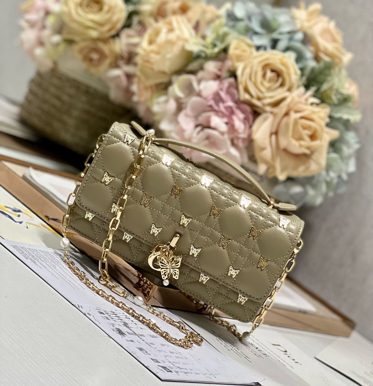 Alternative view of Dior Miss Lady Butterfly Stud Olive Hand Bag