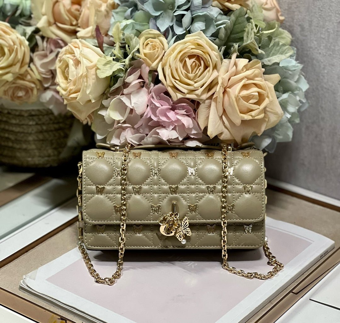 Dior Miss Lady Butterfly Stud Olive Hand Bag - Image 9