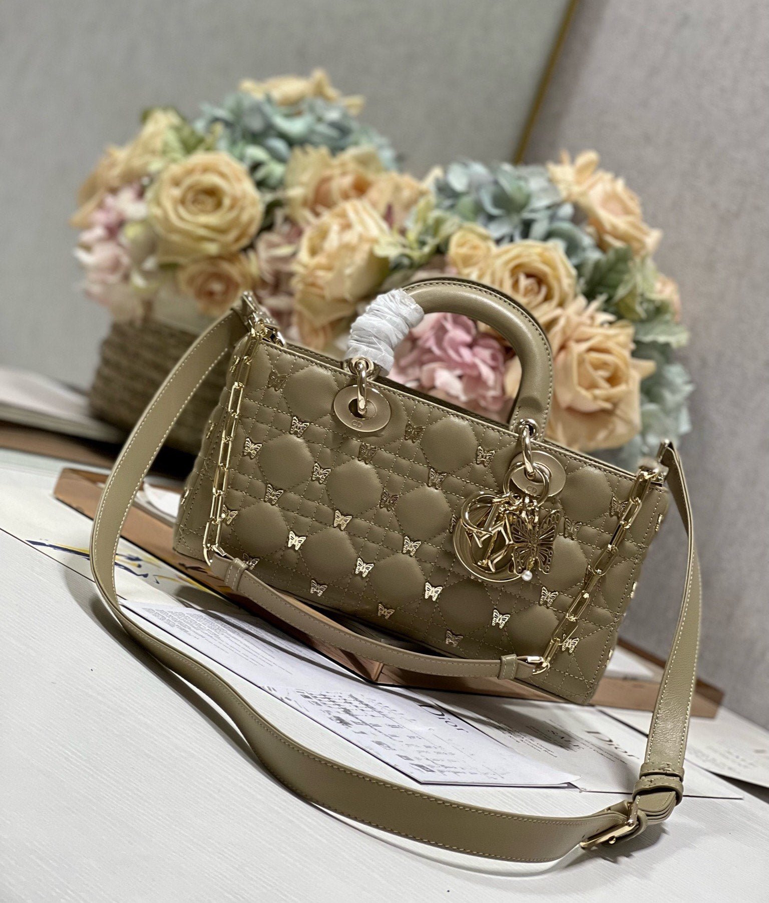Alternative view of Dior Lady D-Joy Butterfly Stud Olive Hand Bag