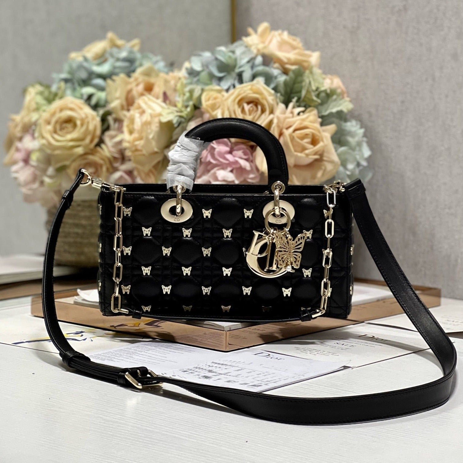 Dior Lady D-Joy Butterfly Stud Black Hand Bag