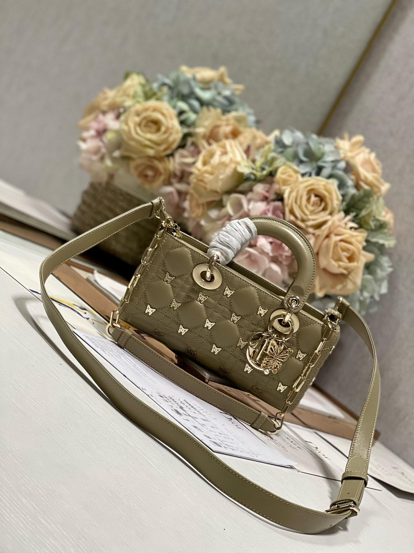 Alternative view of Dior Small Lady D-Joy Butterfly Stud Olive Hand Bag