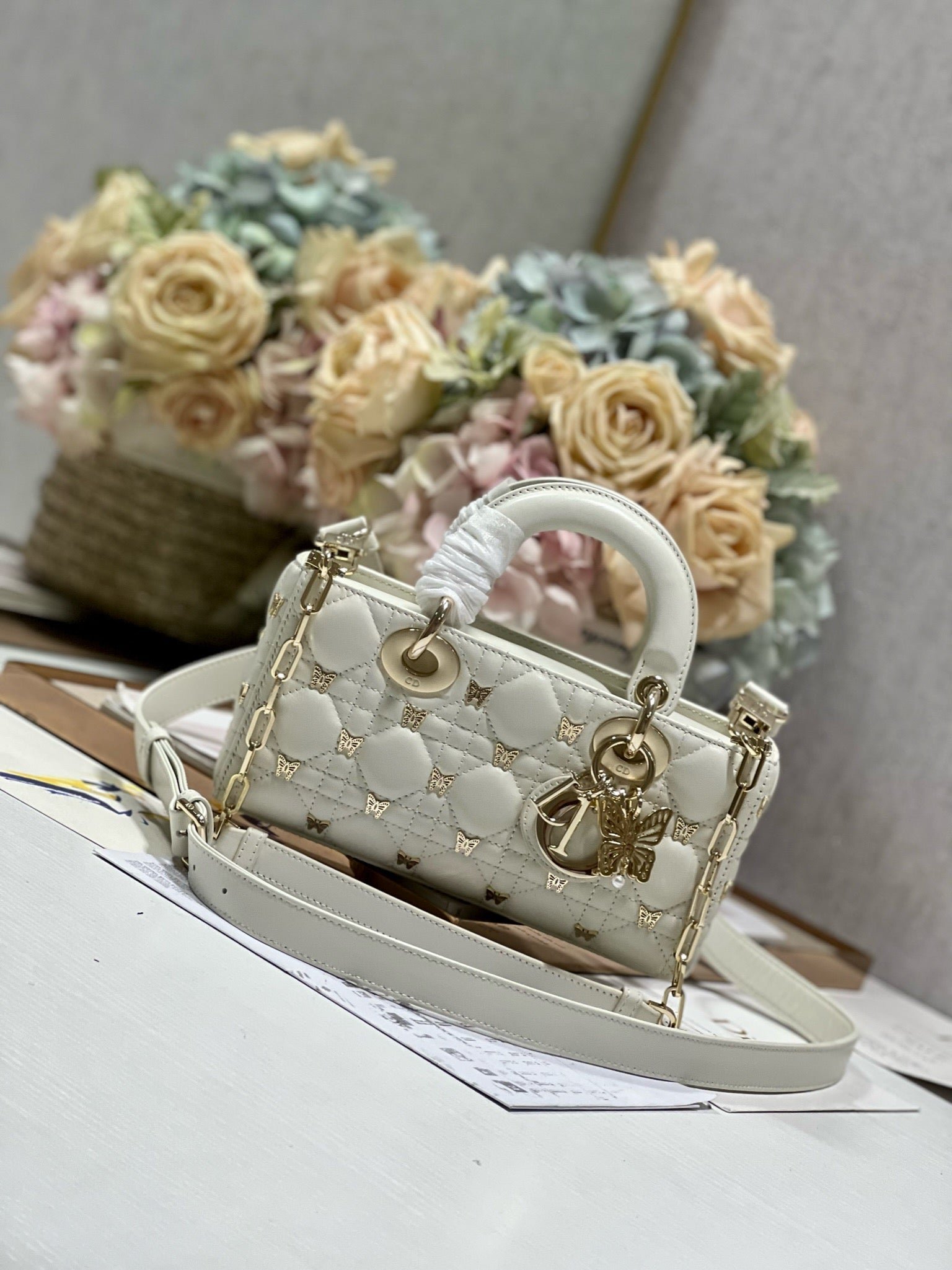 Alternative view of Dior Small Lady D-Joy Butterfly Stud White Bag