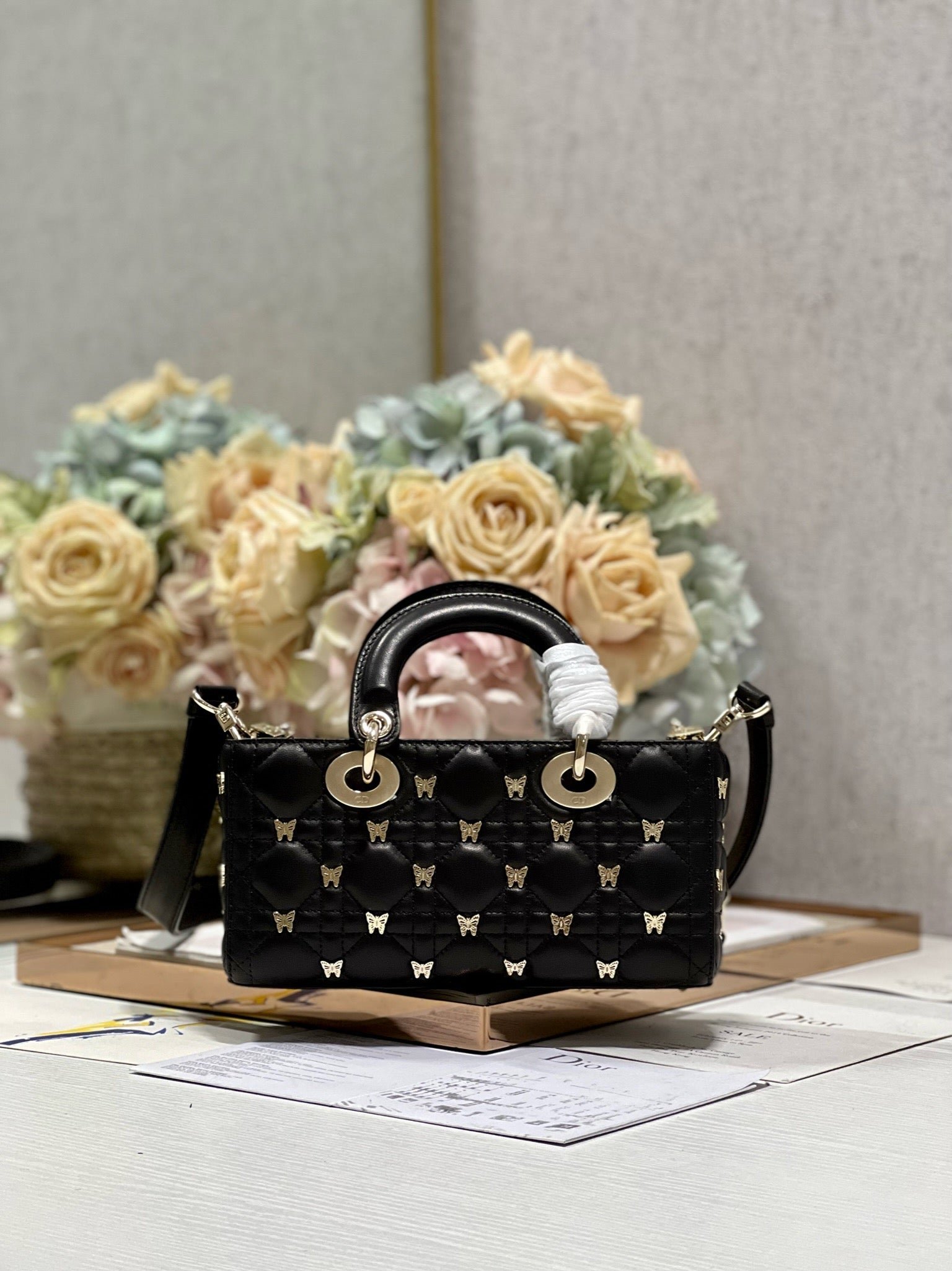 Dior Small Lady D-Joy Butterfly Stud Black Hand Bag - Image 5