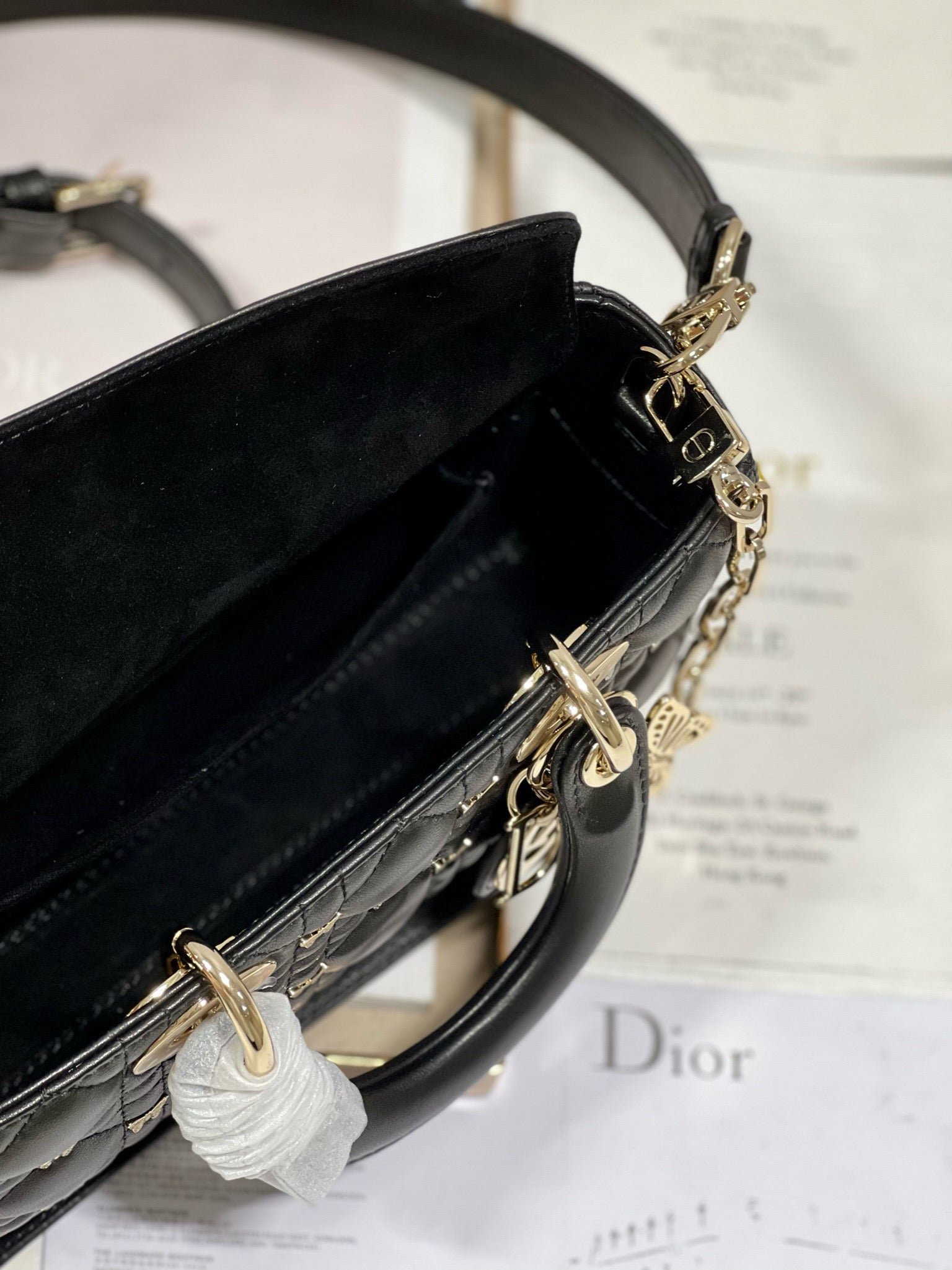 Dior Small Lady D-Joy Butterfly Stud Black Hand Bag - Image 8