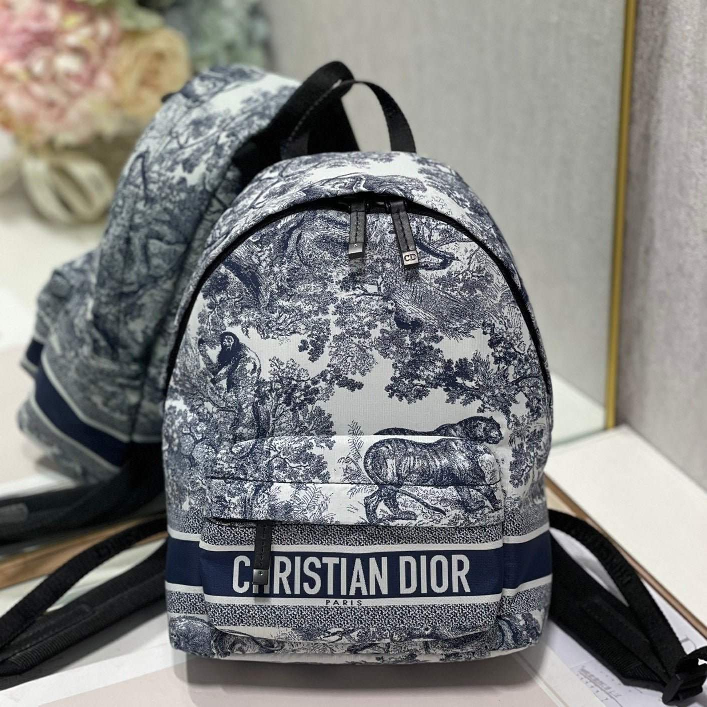 Dior Travel Backpack White Blue Hand Bag