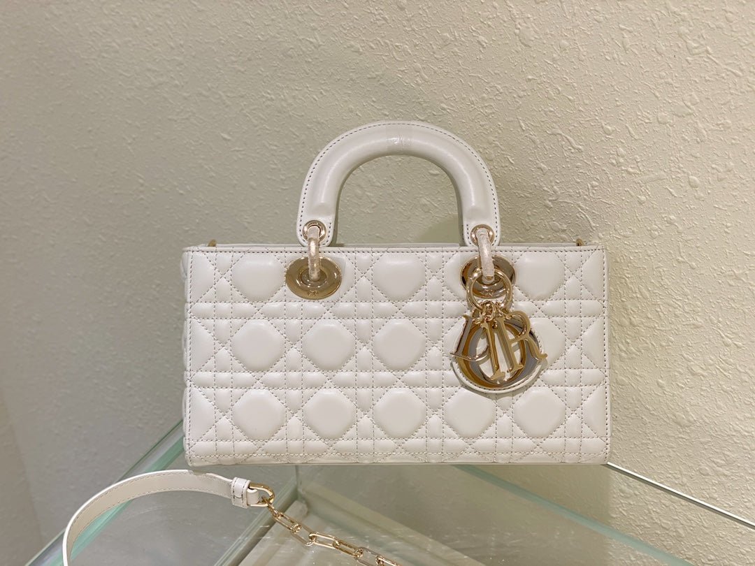 Alternative view of Dior Lady D-Joy Medium White Lambskin Hand Bag