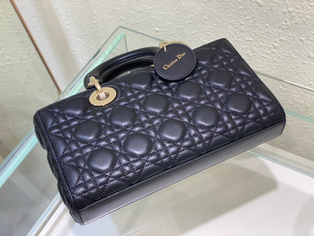 Dior Lady D-Joy Medium Black Lambskin Hand Bag - Image 7