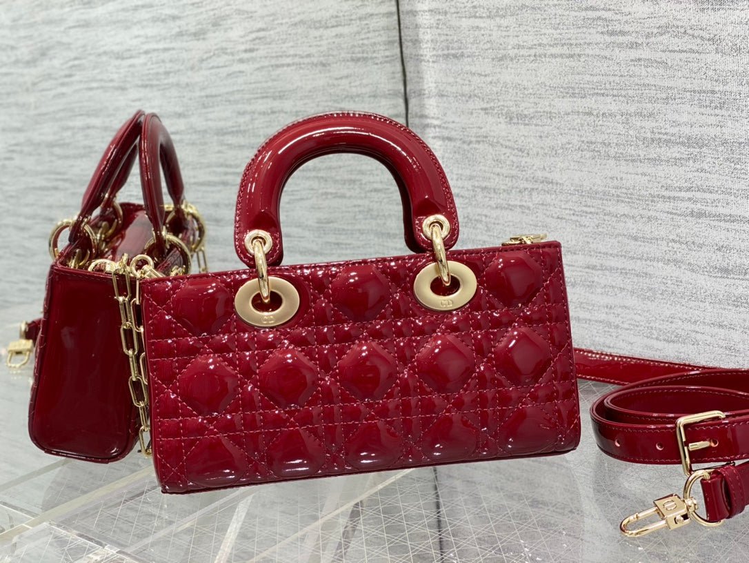 Dior Lady D-Joy Red Patent Leather Hand Bag - Image 6