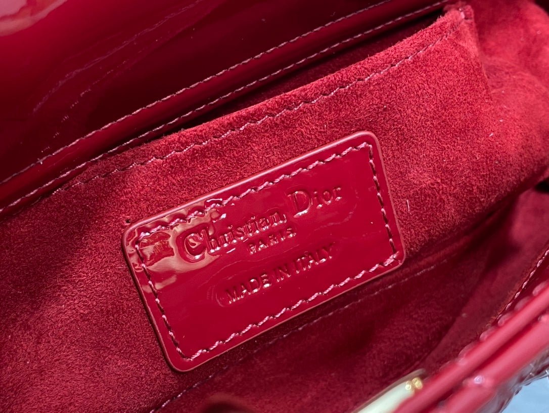 Dior Lady D-Joy Red Patent Leather Hand Bag - Image 9